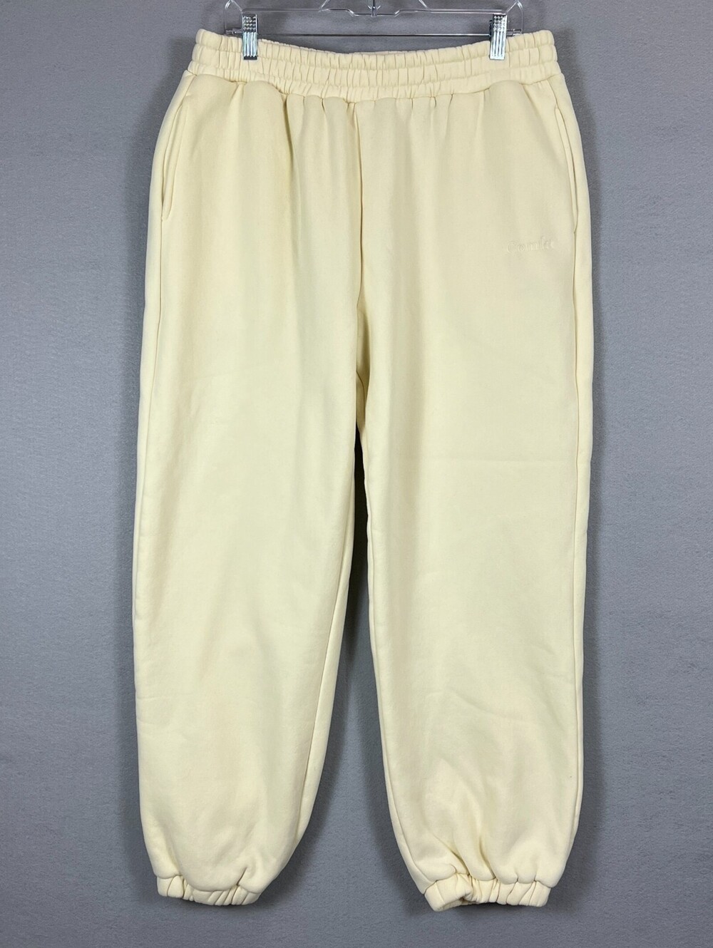 Comfrt Signature Sweatpants Women XL Cream Bone Oversized Fleece Joggers